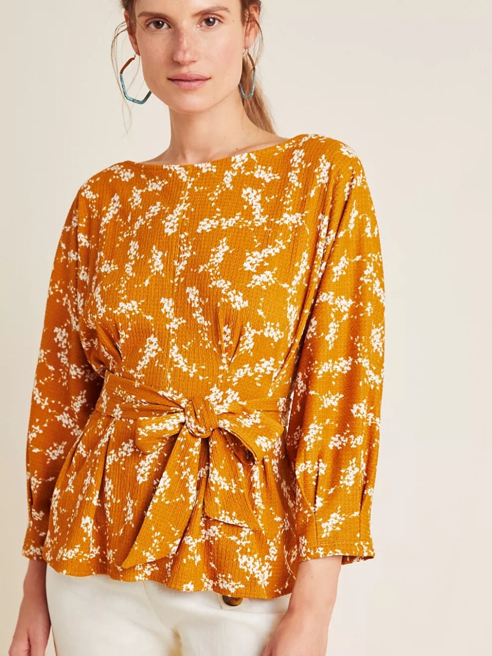 BOGO! Anthropologie Amber Dolman Sleeved Tie Waist Blouse Top Medium Petite